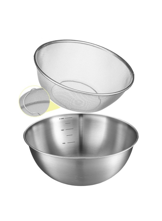 TYCOM Stainless Steel Colander Strainer Drainer with Mixing Bowl .Washing Basket Multipurpose Kitchen Tool for Draining Pasta Rinsing Vegetables Fruits etc. Set of 2 Pieces. - Image 1